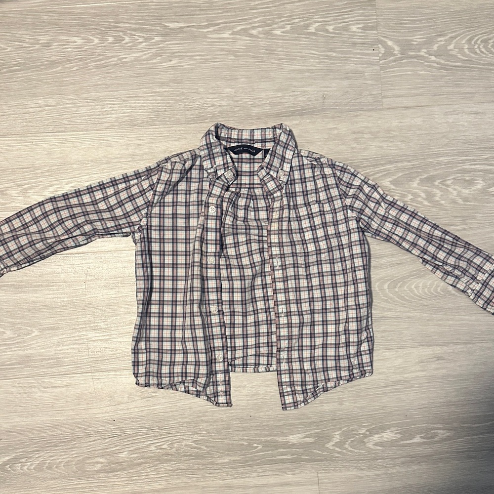 Janie and Jack Plaid Button Down Shirt- size 3